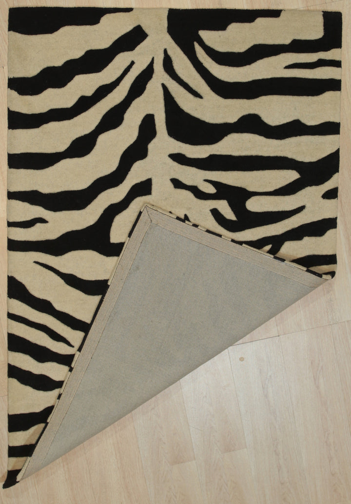 Hand-tufted Wool BLACK Transitional Stripe Modern Tufted Rug