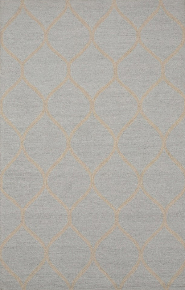 Hand-Tufted Wool Light Blue Traditional Trellis Moroccan Rug, Made in India