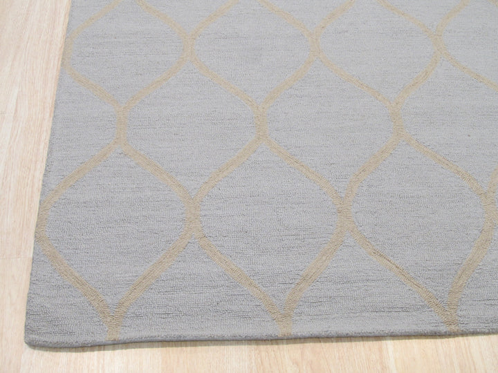 Hand-tufted Wool Light Blue Traditional Trellis Moroccan Rug