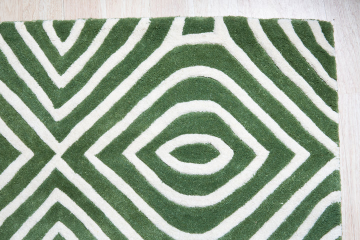 Hand-tufted Wool Light Green Transitional Modern Modern Stripes Rug