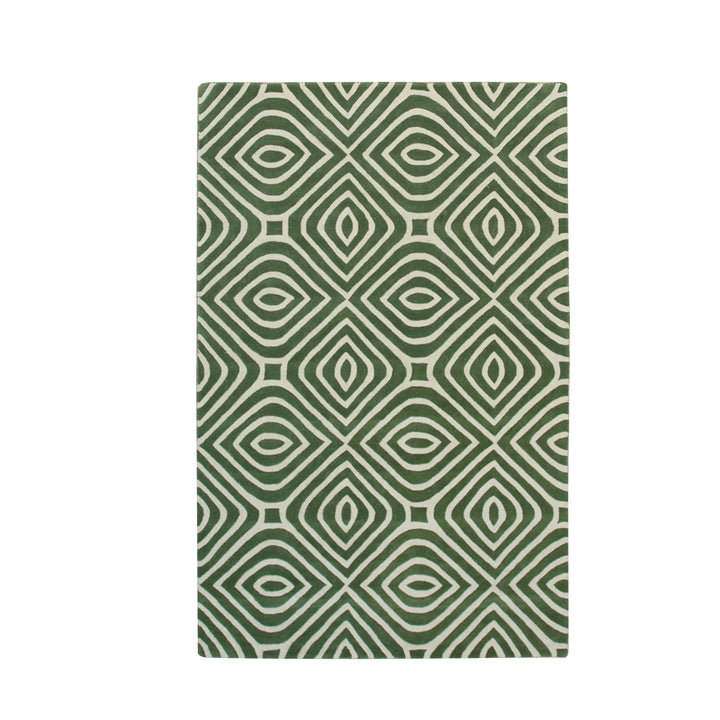 Hand-tufted Wool Green Transitional Modern Modern Stripes Rug
