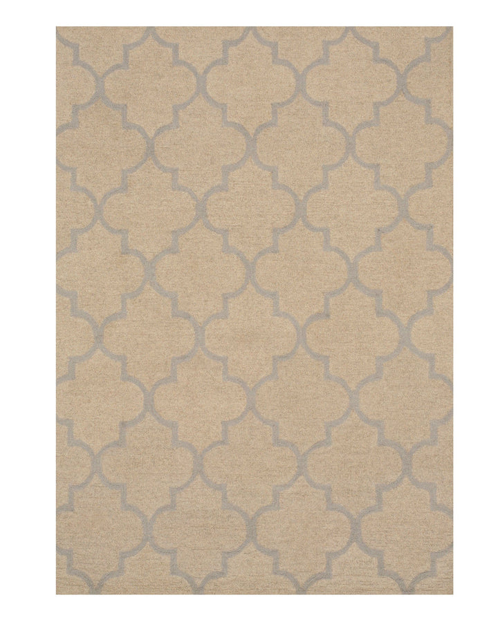 Hand-Tufted Wool Beige Traditional Trellis Moroccan Rug