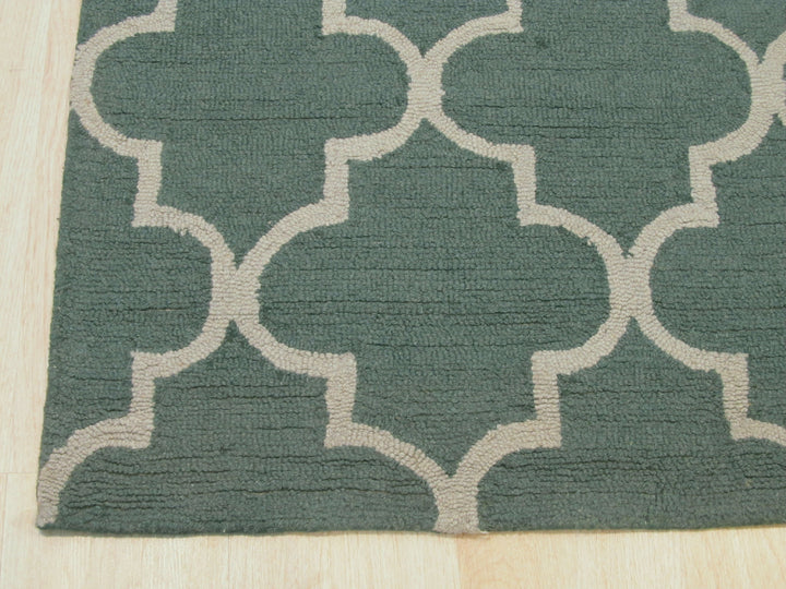 Stylish Hand-Tufted Wool Green Traditional Trellis Moroccan Indoor Rectangular Area Rugs