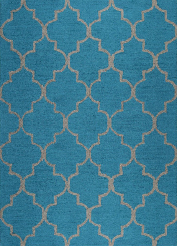 Light Blue Traditional Trellis Geometric Moroccan Area Rug