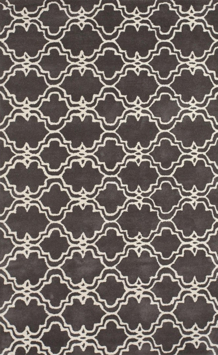 Stylish Hand-Tufted Wool Gray Traditional Trellis Moroccan Indoor Rectangular Area Rugs