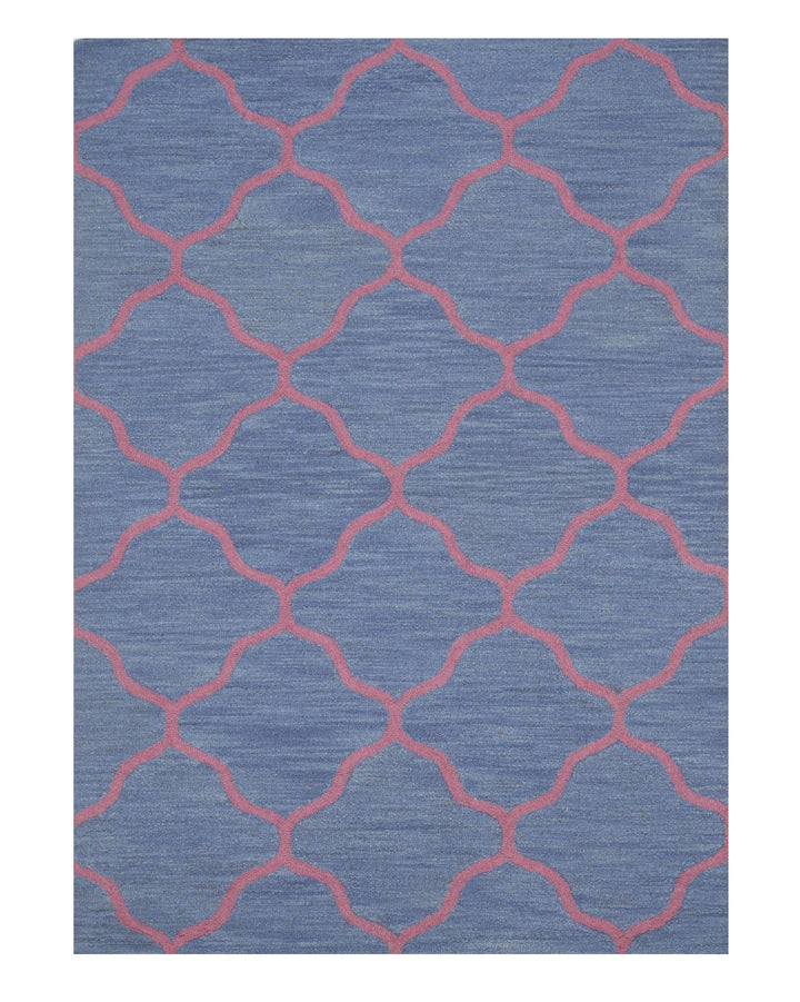 Hand-Tufted Wool Blue Traditional Trellis Moroccan Rug