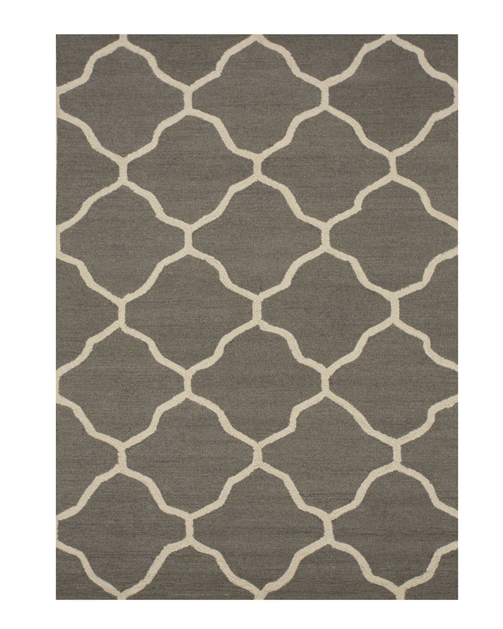 Hand-Tufted Wool Gray Traditional Trellis Moroccan Rug