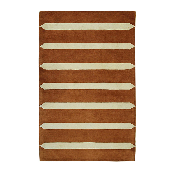 Hand-tufted Wool Rust Transitional Stripe Modern Tufted Rug