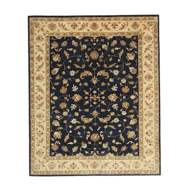Hand Knotted Wool Navy Traditional Oriental Peshwar Rug