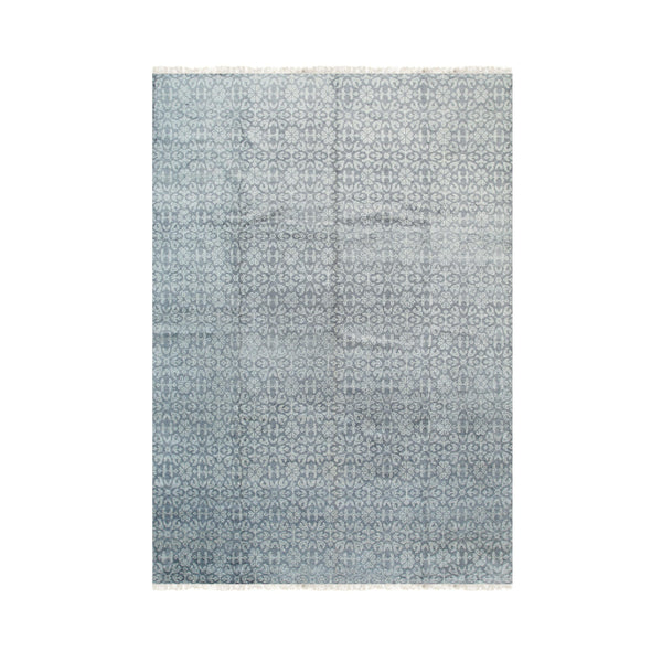 Hand Knotted Viscose Gray Transitional Modern Khotan Rug, Made in India