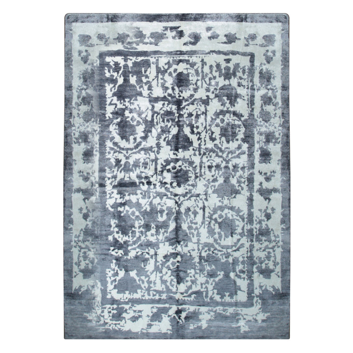 Hand-Knotted Wool & Bamboo Silk Gray Modern Abstract Modern Classic Rug