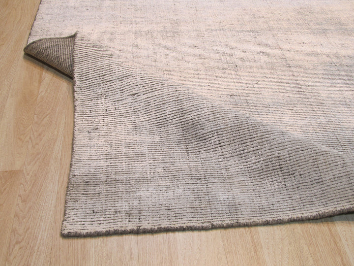 Ivory/Gray Stripe Handmade Boho Rug