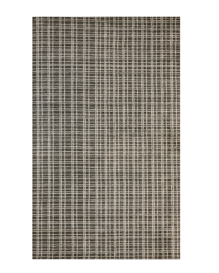 Handmade Bamboo Silk Gray Contemporary Geometric Thomas Rug