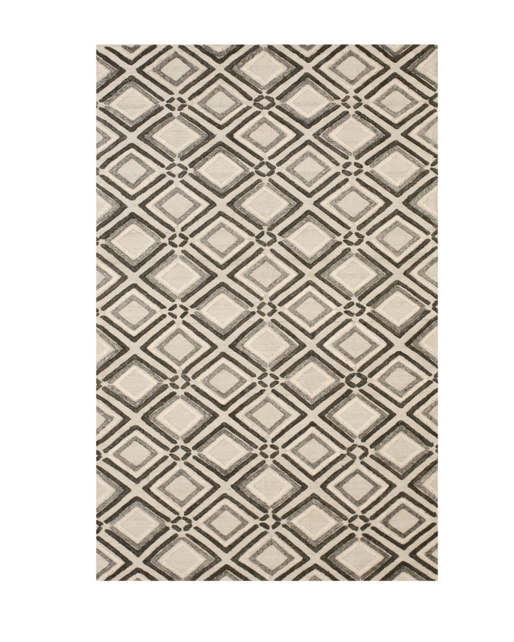 Handmade Wool Gray Contemporary Geometric Raga Rug