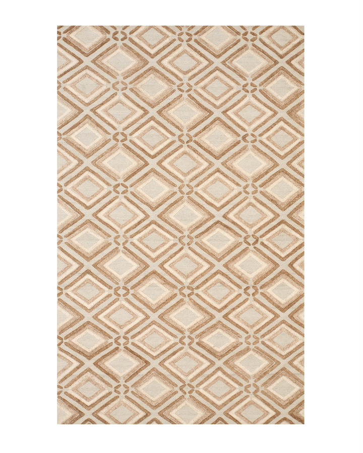 Handmade Wool Brown Contemporary Geometric Raga Rug