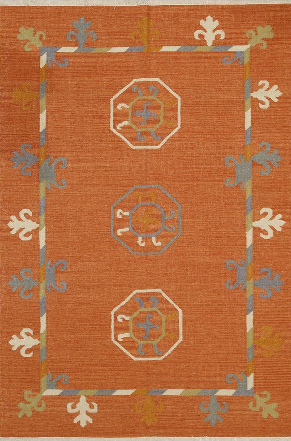 Stylish Handmade Wool Rust Traditional Oriental Suzani Kilim Indoor Rectangular Area Rugs