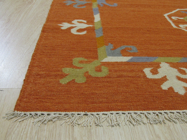 Stylish Handmade Wool Rust Traditional Oriental Suzani Kilim Indoor Rectangular Area Rugs