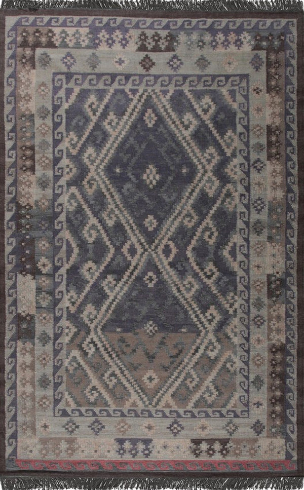 Brown Contemporary Floral Modern Knot Area Rug, Made in India