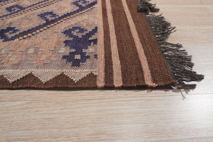 Brown Contemporary Floral Modern Knot Area Rug
