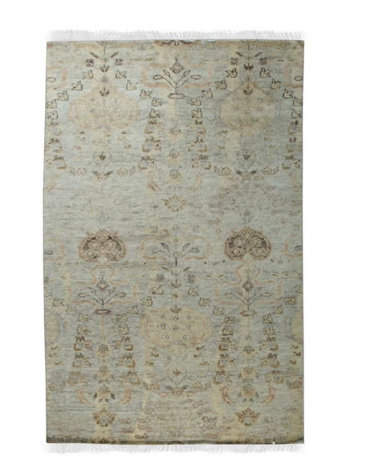 Ivory Contemporary Floral Modern Knot Area Rug