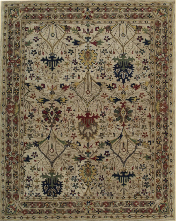 Hand-Tufted Wool Ivory Traditional Oriental Morris Rug, Made in India