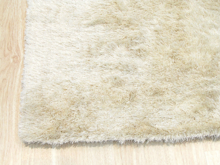 Handmade Polyester Ivory Contemporary Solid London Shag Rug