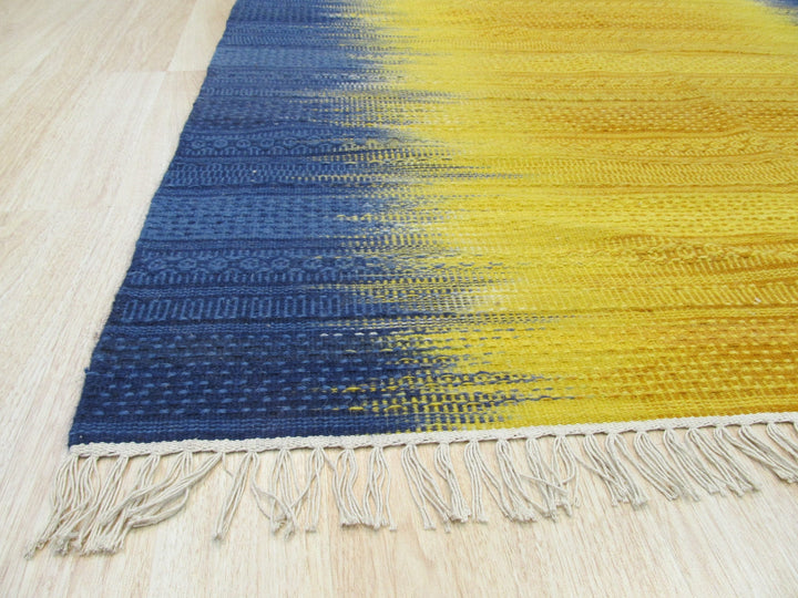 Handmade Wool Yellow Transitional Ombre Santa Fe Rug