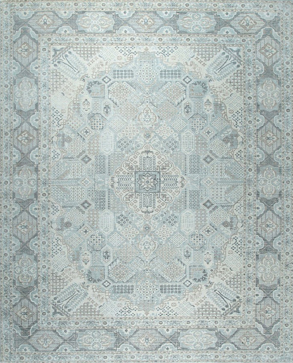 Hand-Knotted Wool Green Classic Traditional Joshaghan  Rug