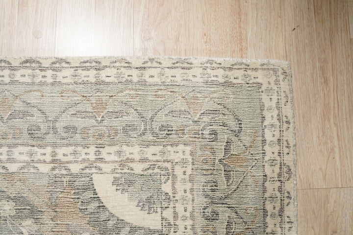 Stylish and Elegant Hand-Knotted Wool Light Green Classic Traditional Heriz Serapi Hand-Tufted Wool Rectangle Area Rugs