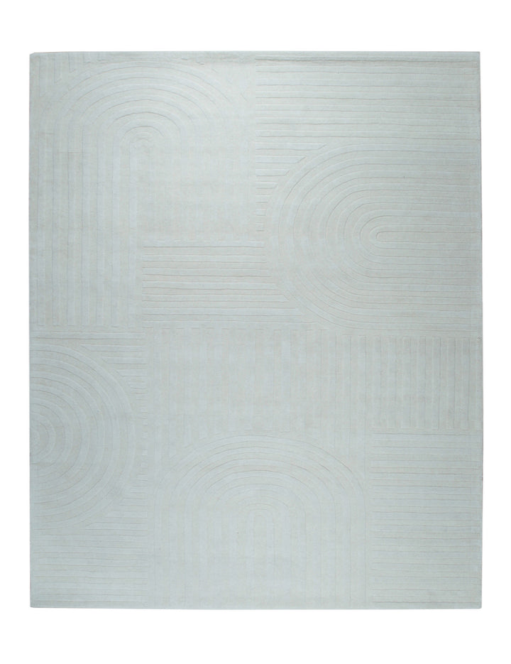 Ivory Hand-Tufted Wool Contemporary Modern Area Rug
