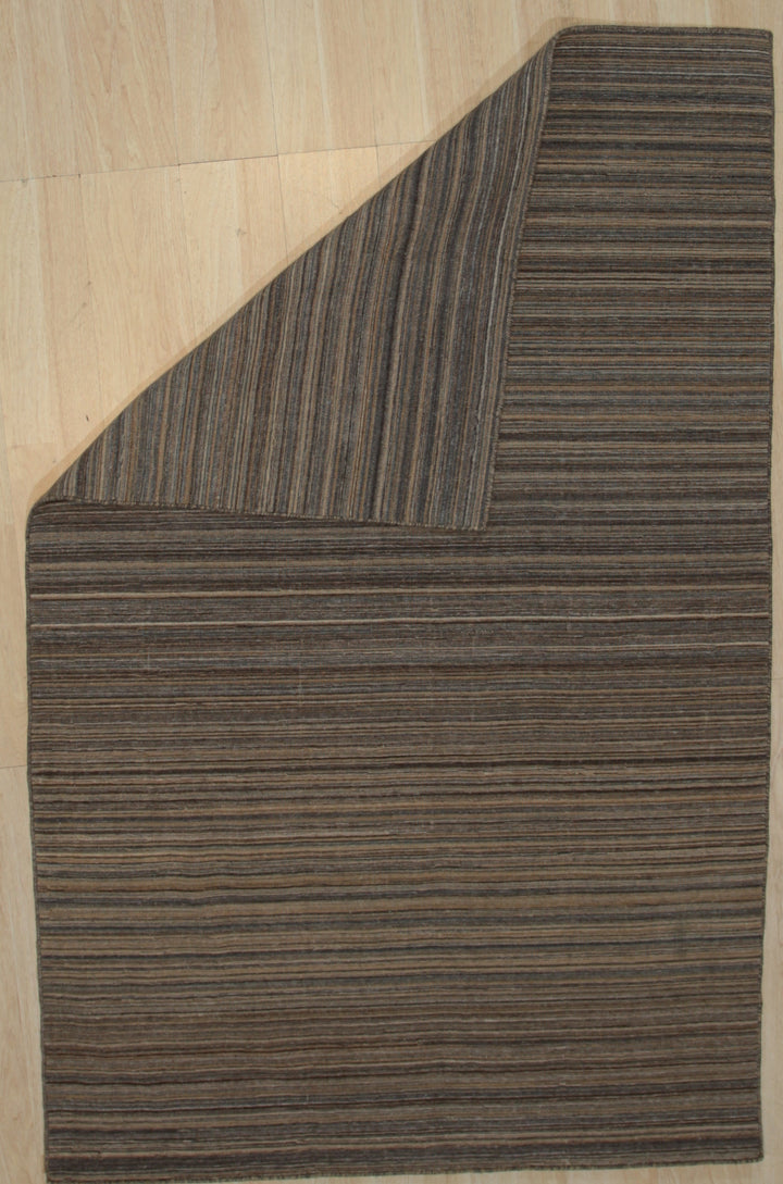 Handwoven Polyester Rust Contemporary Stripe Reversible Striped Flatweave Rug