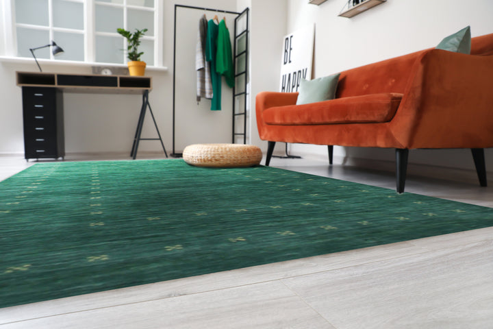 Durable and Stylish Hand Knotted Wool Green Modern Solid Modern Loom Rectangular Area Rugs
