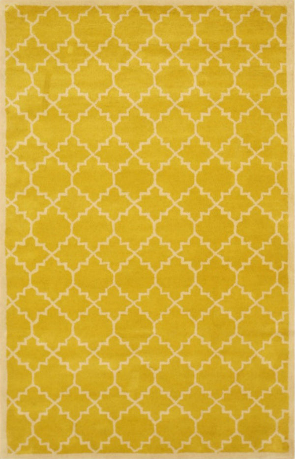 Hand-Tufted Wool Yellow Transitional Moroccan Moroccan Rug, Made in India