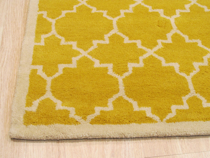 Hand-tufted Wool Yellow Transitional Moroccan Moroccan Rug