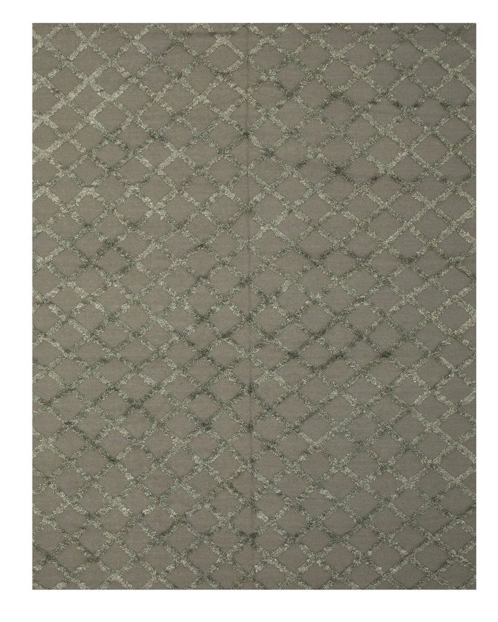 Handwoven Wool & Viscose Gray Transitional Trellis Marrakesh Trellis Rug