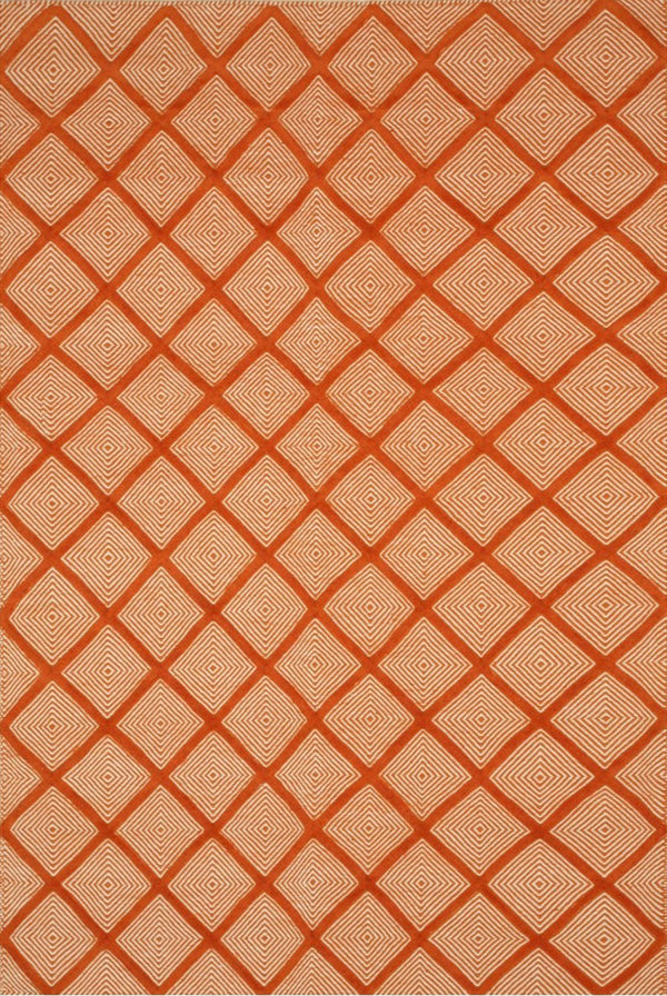 Handmade Wool Orange Transitional Trellis Xavier Rug, Made in India