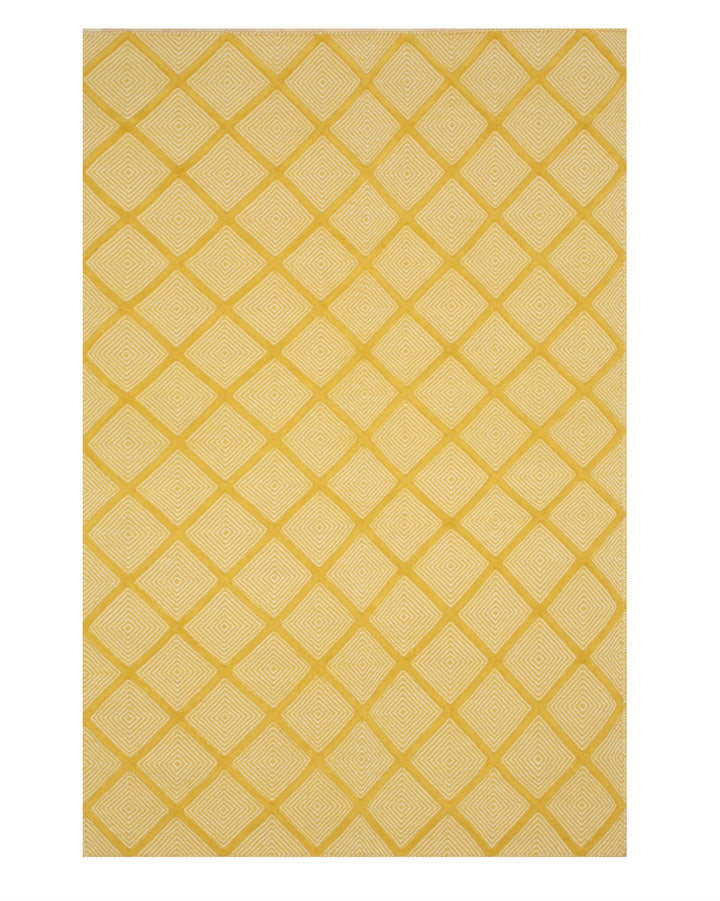 Handmade Wool Yellow Transitional Trellis Xavier Rug