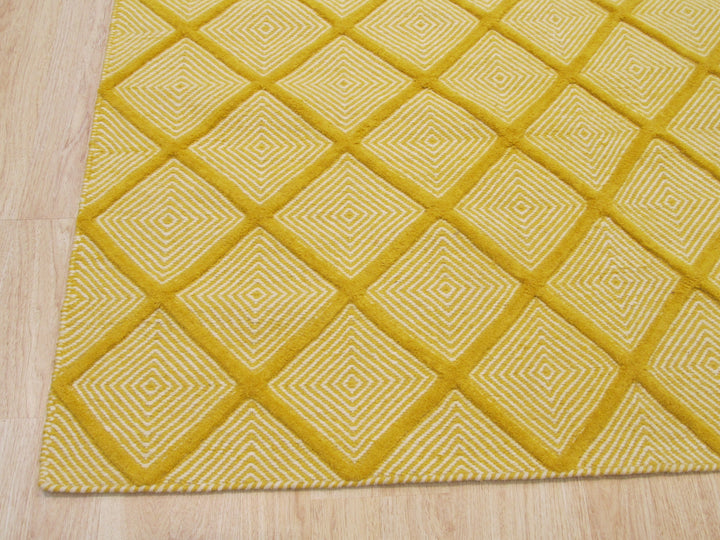 Handmade Wool Yellow Transitional Trellis Xavier Rug