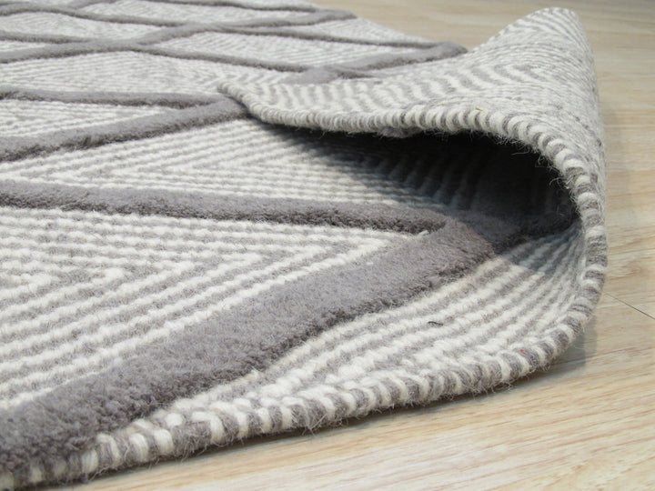 Handmade Wool Gray Transitional Trellis Xavier Rug