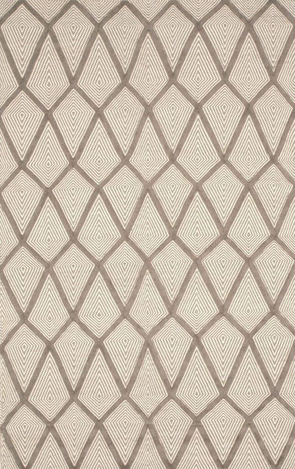 Stylish Handmade Wool Gray Transitional Trellis Xavier Indoor Rectangular Area Rugs