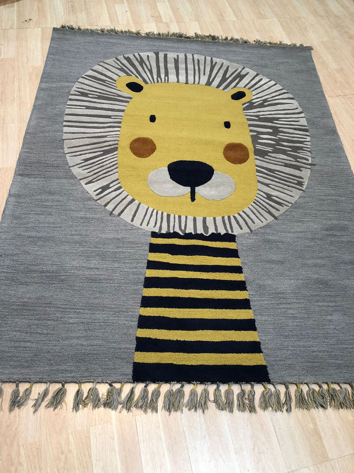 Hand-tufted Wool Gray Transitional Animal Children Tufted Rug