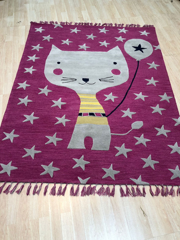 Hand-tufted Wool Pink Transitional Animal Children Tufted Rug