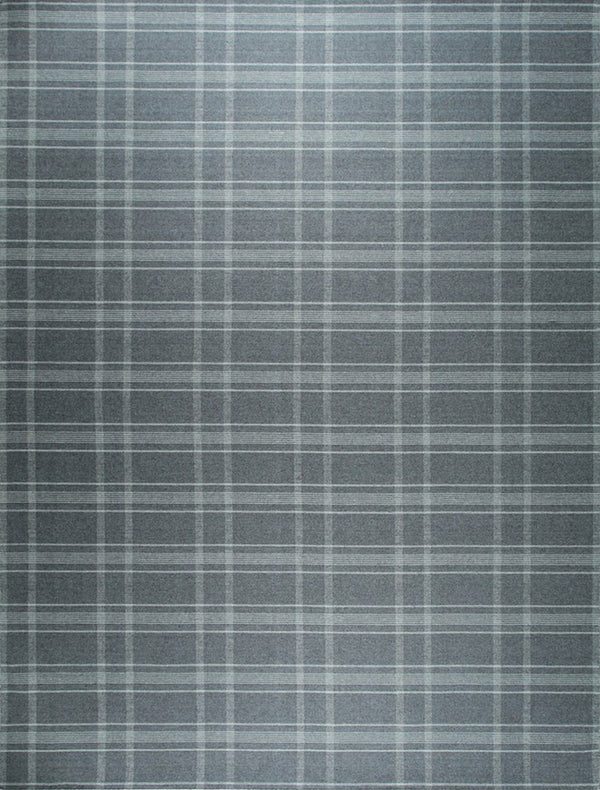 Gray Transitional Geometric Reversible Plaid Area Rug, Made in India