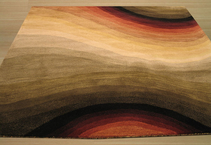 Durable and Stylish Hand-Tufted Wool Multi-Colored Contemporary Abstract Desertland Rectangular Area Rugs
