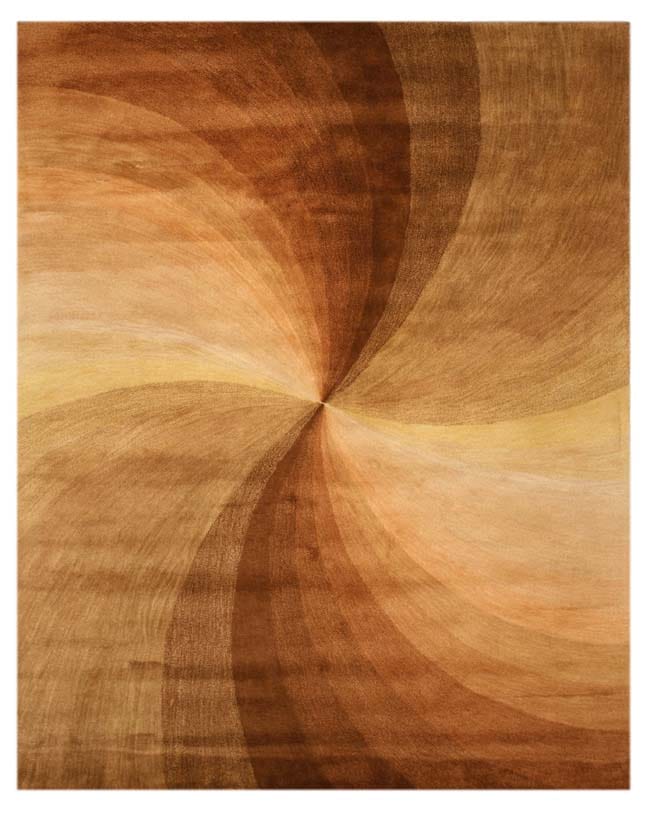 Hand-Tufted Wool Brown Contemporary Abstract  Swirl Rug