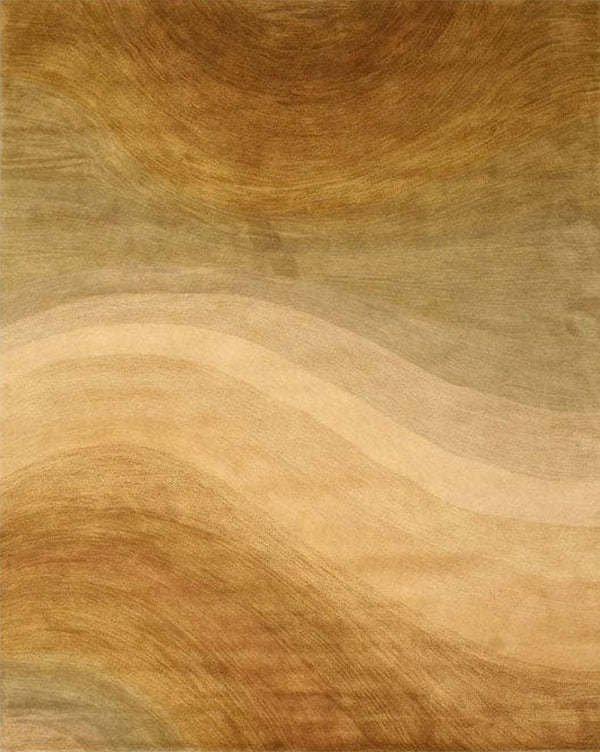 Hand-Tufted Wool Gold Contemporary Abstract Desertland Rug, Made in India