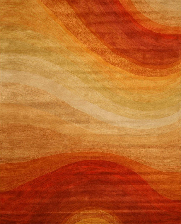 Hand-Tufted Wool Orange Contemporary Abstract Desertland Rug, Made in India
