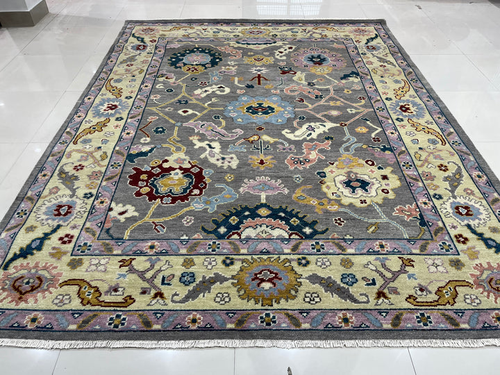 Hand Knotted Wool Gray/ Gold Oriental  Classic Super Grass Rug