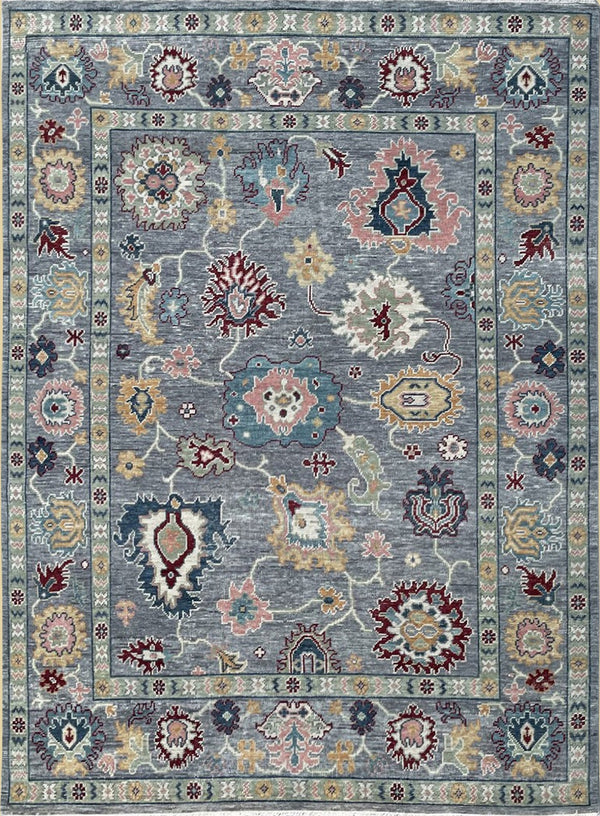 Hand Knotted Wool Gray Traditional Classic Colorful Mahal Classic Rug, Made in India