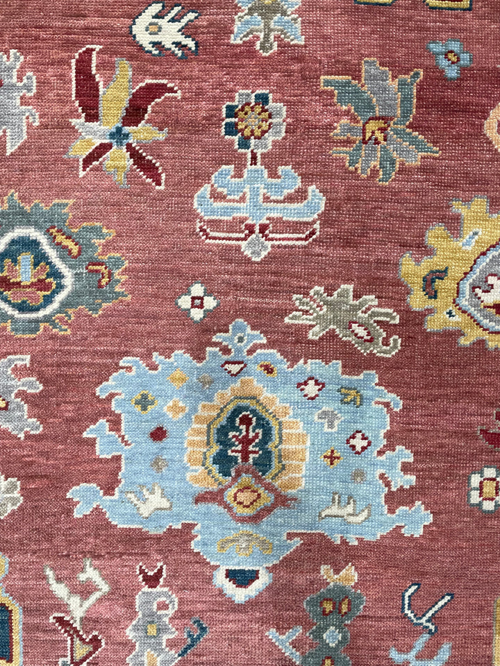 Hand Knotted Wool Rust / SKY BLUE Traditional Classic Colorful Mahal Classic Rug